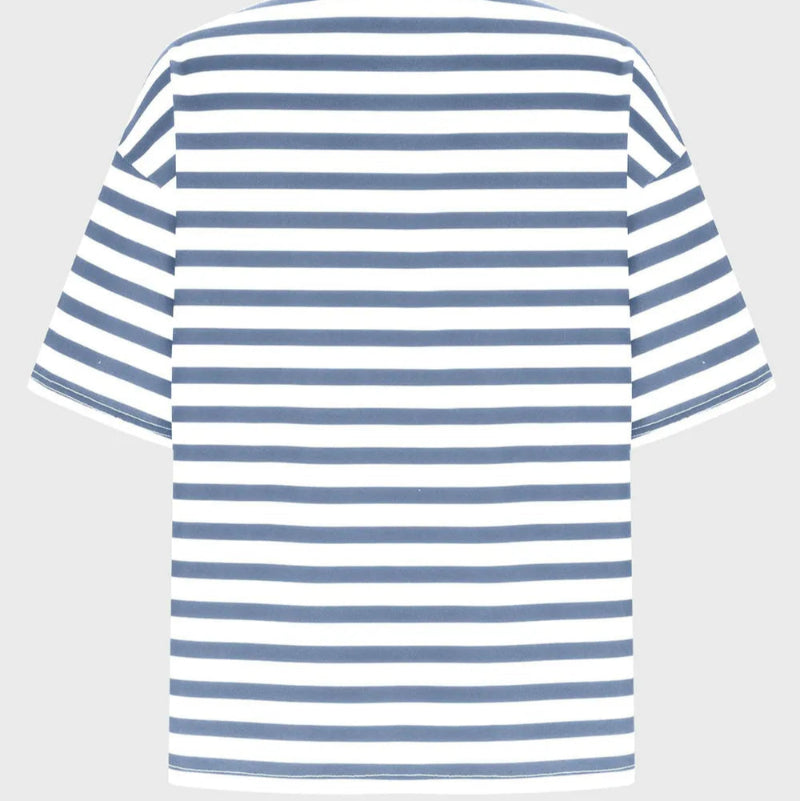 Casual Striped Quarter Sleeve T - Shirt - runwayfashionista.com
