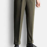 Men's British Heritage High-Rise Double-Pleat Gurkha-Style Wide-Leg Tailored Trousers