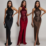 High-Fashion Feature: The Sequin Velvet Split Maxi Dress