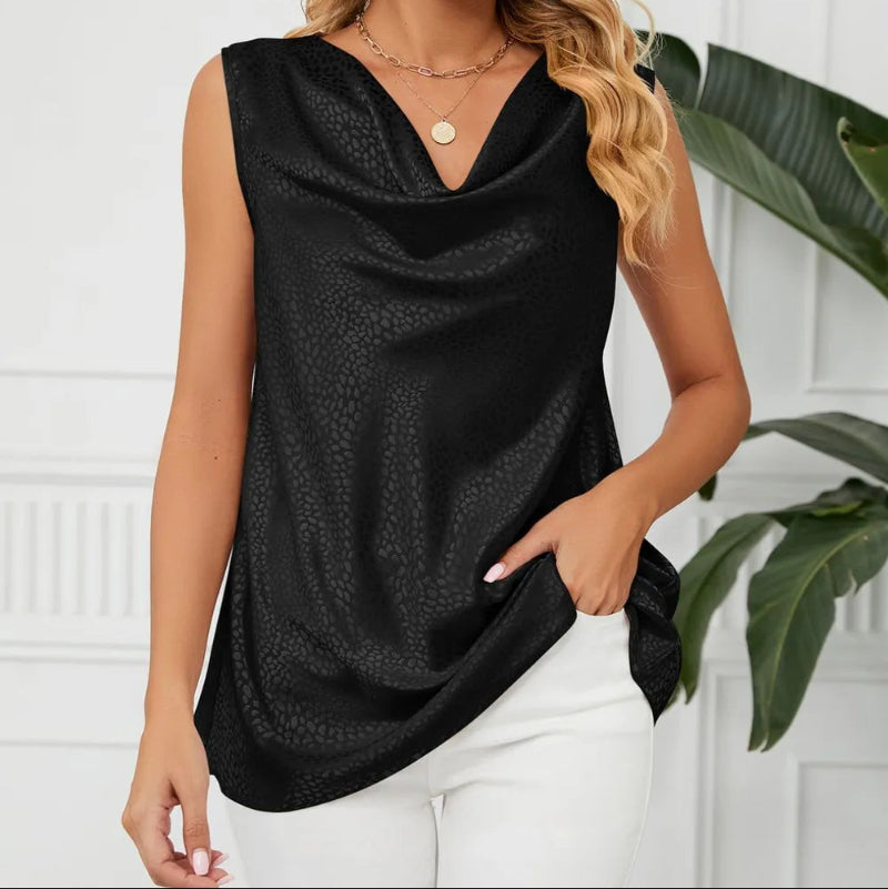 Solid Cowl Neck Top - runwayfashionista.com