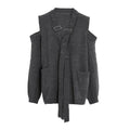 Off-Shoulder Loop V-Neck Cardigan