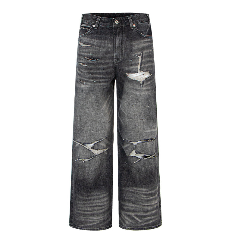 Distressed Ripped Vintage A-Line Casual Jeans: The Denim Revolution - black