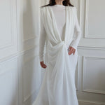 White Draped Knot-back Maxi Dress