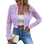 Edgy Short Lace Zipper Jacket - Light Purple