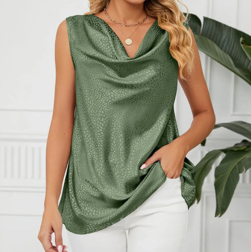 Solid Cowl Neck Top - runwayfashionista.com