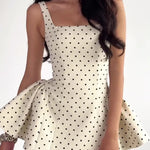 Polka Dot Strapless Waist Mini Dress - white