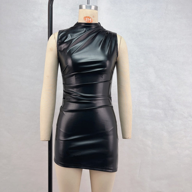 Edgy & Confident: The PU Leather Pleated Dress