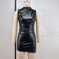 Edgy & Confident: The PU Leather Pleated Dress
