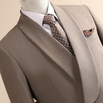 Men's Shawl Lapel Single-Button Structured Blazer & Flat-Front Cuffed Trousers Formal Two-Piece Suit Set