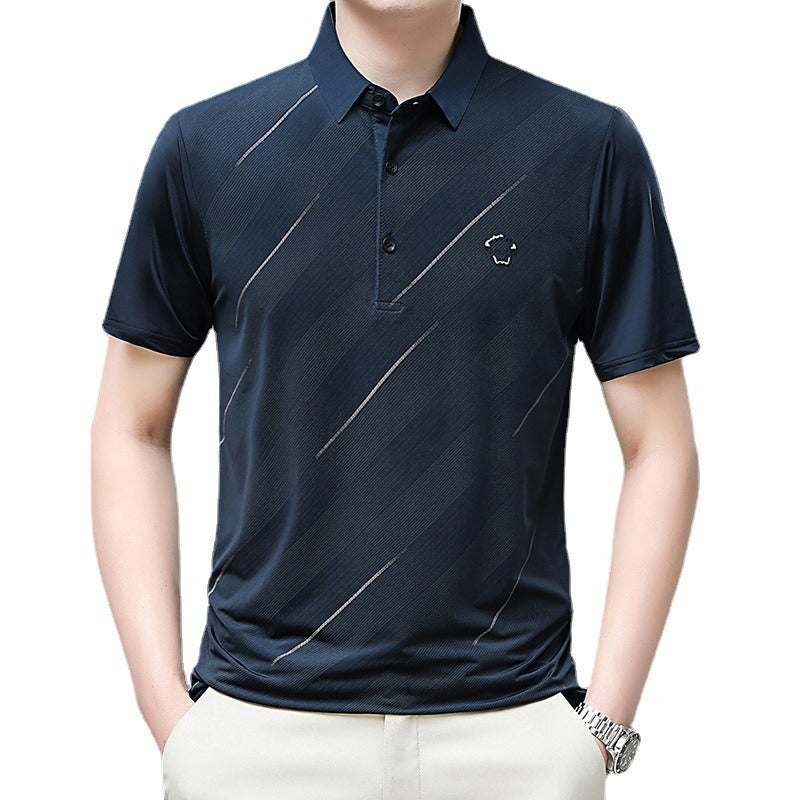 Flip collar ice silk POLO shirt - runwayfashionista.com