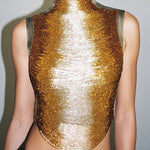 Elegant Sleeveless Tassel-trimmed Zippered Satin Fishtail Maxi Dress Set - gold