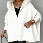 Plush Hooded Zip-up Knitted Jacket