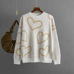 O Neck Heart-shaped Sweaters - runwayfashionista.com