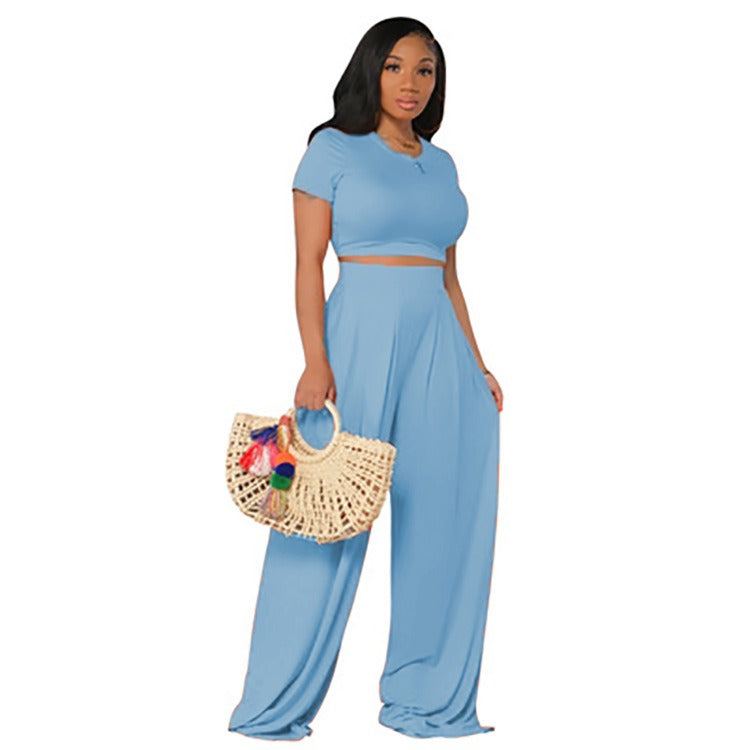 Casual Wide Leg Two Piece Set - runwayfashionista.com