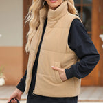 Pocketed Zip Up Turtleneck Vest Coat -runwayfashionista.com