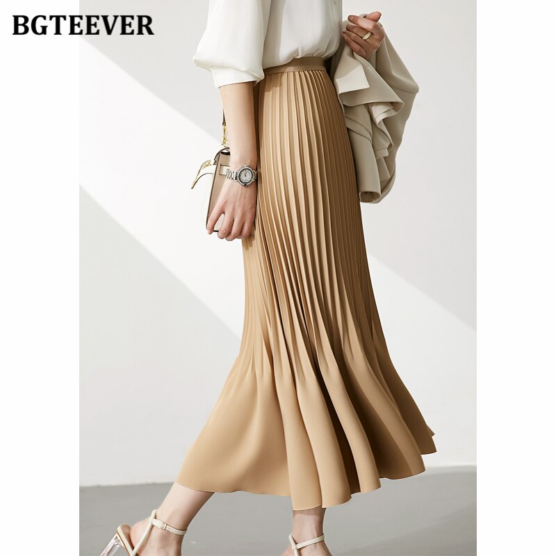 Stylish High Waist Female Pleated Skirts - runwayfashionista.com