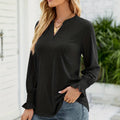 Notched Long Sleeve T-Shirt - runwayashionista.com