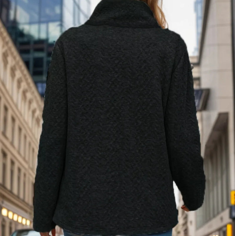 Pocketed Turtleneck Long Sleeve Sweatshirt -runwayfashionista.com