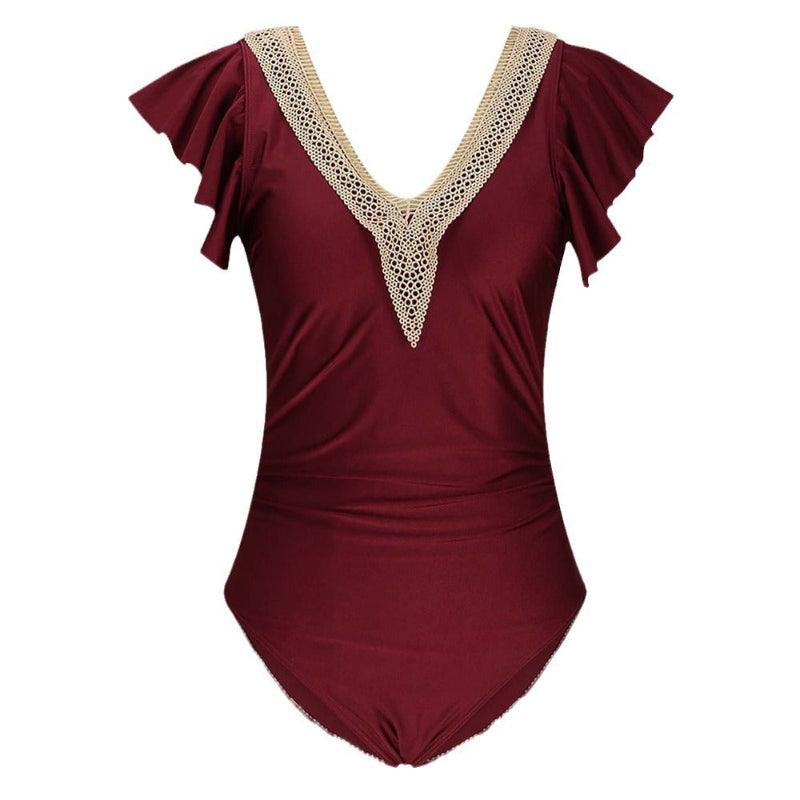 Flying sleeve one-piece swimsuit