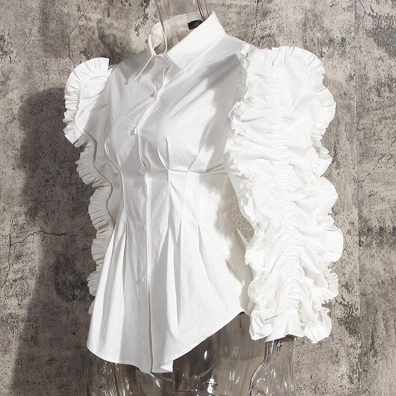 Three-dimensional Ruffles Loose Blouse - runwayfashionista.com