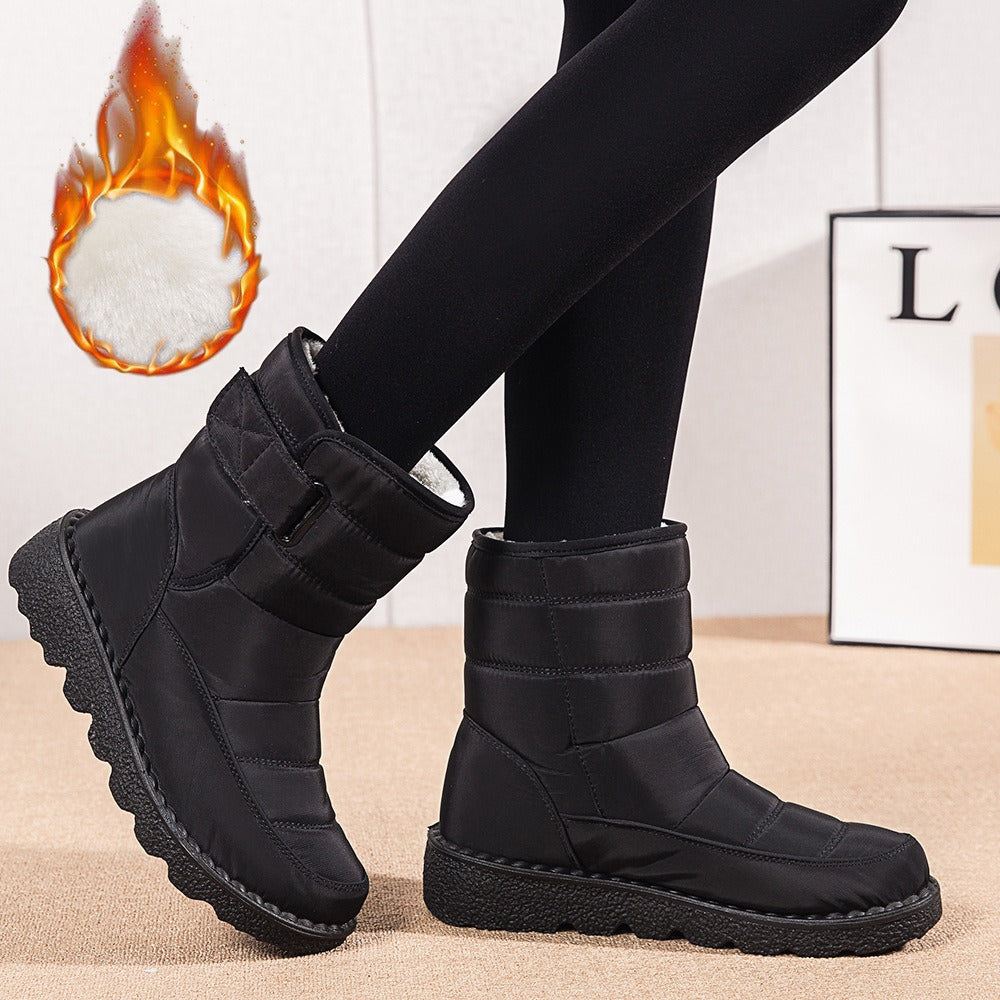 High Top Waterproof Plush Cotton Boots - runwayfashionista.com