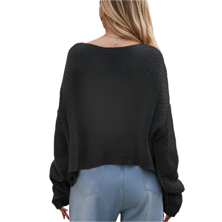 Round neck drop shoulder sweater - rnwayfashionista.com