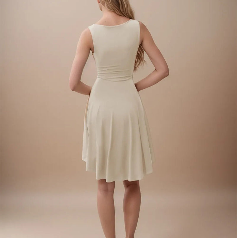 High-Low Round Neck Sleeveless Mini Dress