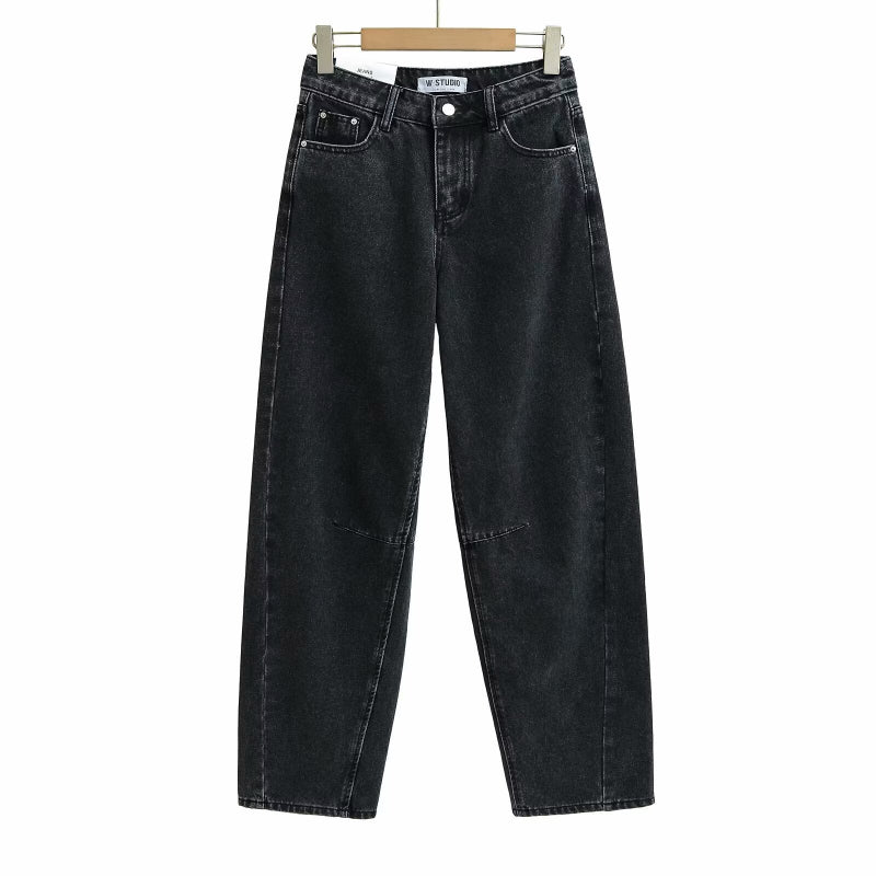 Step out boldly in these vintage high-waist wide-leg jeans that blend classic style with confident flair.