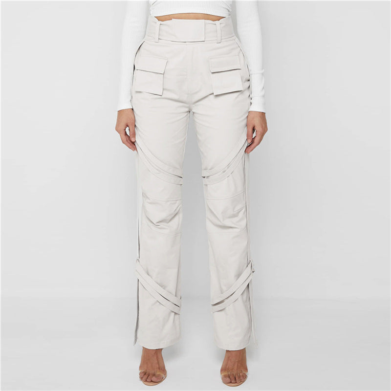 High Waist Design Se Casual Straight Trousers - runwayfashionista.com