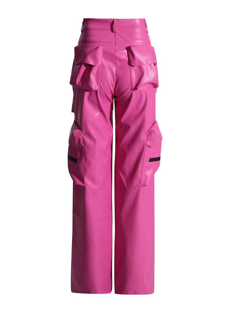 PU leather multi pocket long zippered - runwayfashionista.com