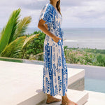 One Shoulder Multi-Way Pocket Maxi Dress - Blue