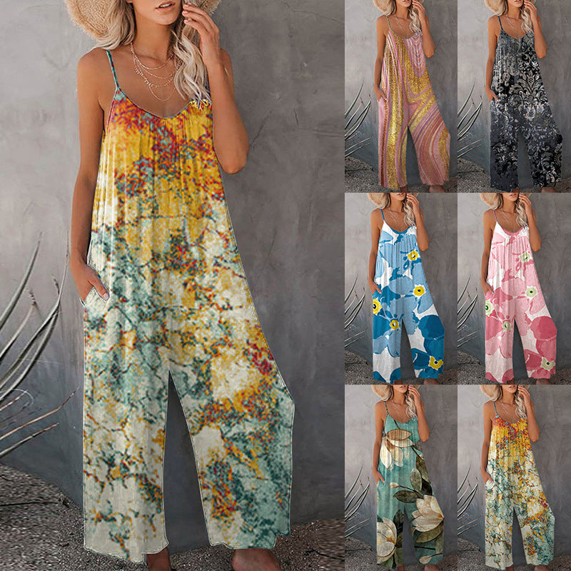 Camisole Jumpsuit Tie Dye Wide Leg - runwayfashionista.com