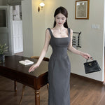 French Chic: Grey One-Shoulder Midi