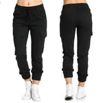 The Ultimate Utility: Women’s Elastic Waist String Side Pocket Pants - black