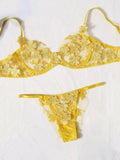 Set Embroidery Applique Mesh Sexy Bra Underwear - runwayfashionista.com