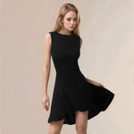 High-Low Round Neck Sleeveless Mini Dress