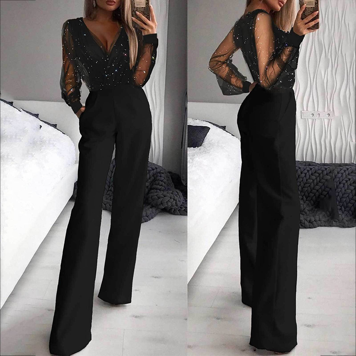 Mesh powder patchwork jumpsuit - runwayfashionista.com