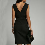 V-neck Sleeveless Split Dress - black