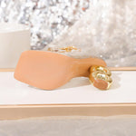 Golden 8-word Lace-up High-heels