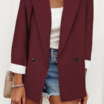 Single Breasted Long Sleeve Temperament Jacket - maroon
