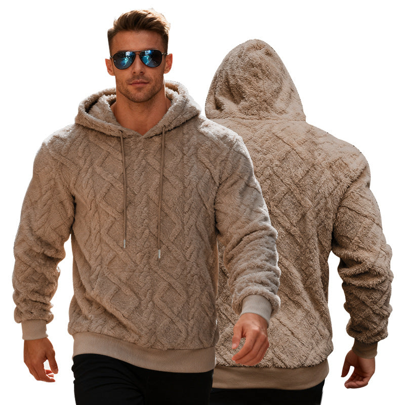 Plush Long-sleeved Pullover Fleece Hoodie - apricot