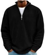 Corduroy Zipper Stand Collar Sweatshirt