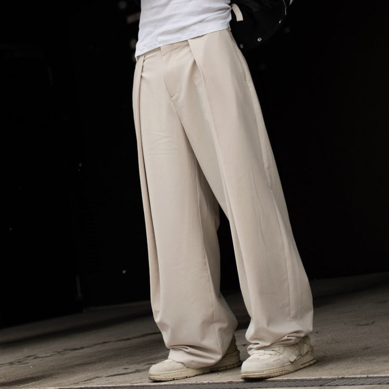 High-waisted Pleated Casual Pants