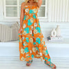 Bohemian Strap Leaf Print Maxi Dress