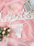 Mesh Embroidery Flower Decal Lingerie - runwayfashionista.com