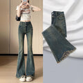 Style Double Button Flared Jeans