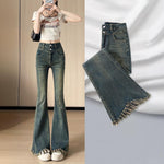 Style Double Button Flared Jeans