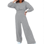 Oversized Cropped Hoodie & Wide-Leg Palazzo Sweatpant Co-Ord Set - grey