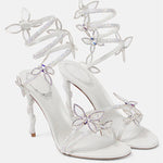 Snake Butterfly Rhinestone Flower Stiletto Heels