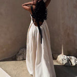 Two - Tone Bustier - Style Maxi Dress With Open Back
